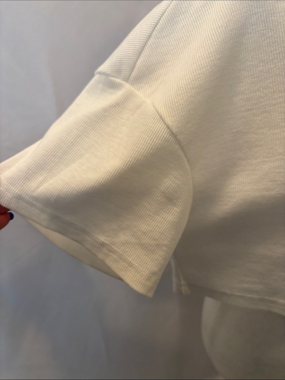 Cropped Polo Top in White - Relaxed Rib - see measurements - Picture 3 of 9
